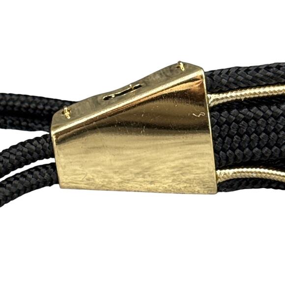 Vintage Black Gold Woven Braided Pearl Hammered Metal Concho Rope Belt Women - Picture 5 of 11